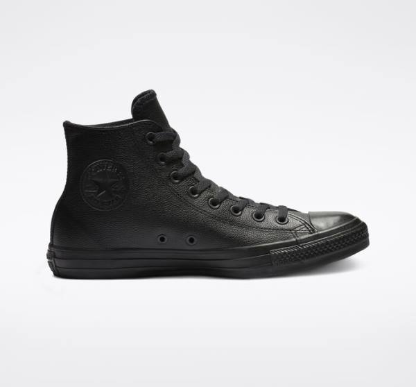 Zapatillas Altas Converse Chuck Taylor All Star Cuero Tenis Negras | CV-691HMJ