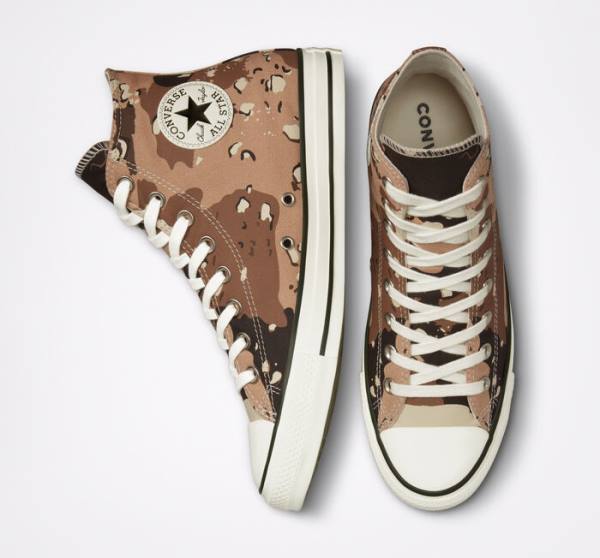 Zapatillas Altas Converse Chuck Taylor All Star Archive Camo Tenis Marrones Negras | CV-698HFV