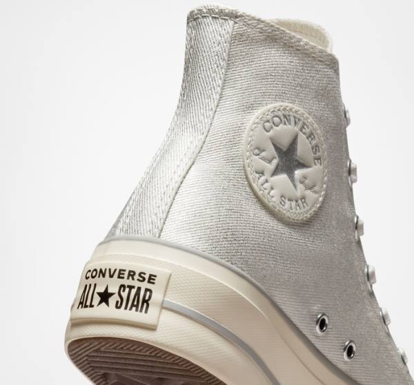 Zapatillas Altas Converse Chuck Taylor All Star Lift Plataforma Metallic Twill Tenis Plateadas Plateadas | CV-752AHK