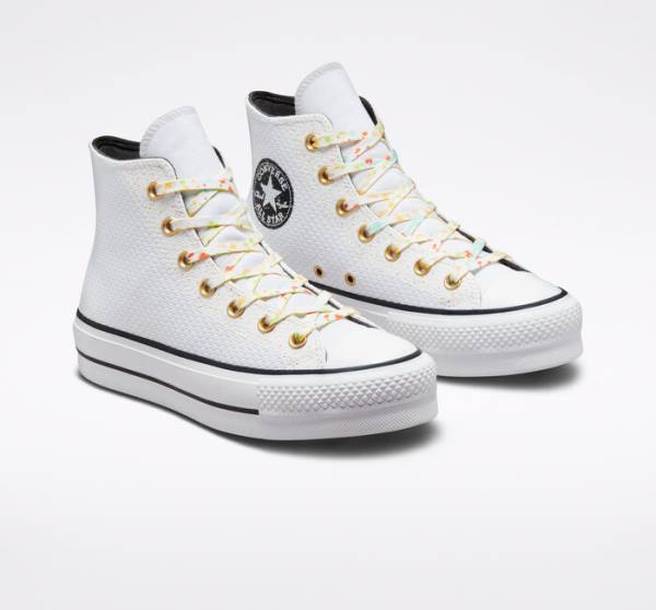 Zapatillas Altas Converse Chuck Taylor All Star Lift Plataforma Splatter Tenis Blancas Blancas | CV-918DEG