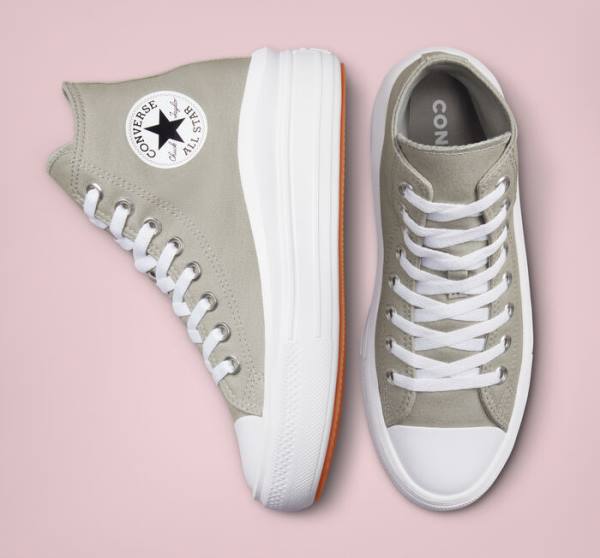 Zapatillas Altas Converse Chuck Taylor All Star Move Plataforma Seasonal Color Tenis Verde Oliva Blancas Blancas | CV-960AZL