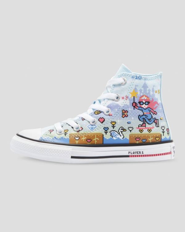 Zapatillas Altas Converse Chuck Taylor All Star Girls Gamer Tenis Azules Rosas Blancas | CV-967BPA