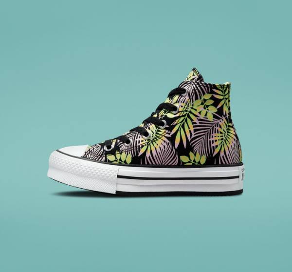 Zapatillas Altas Converse Chuck Taylor All Star Lift Plataforma Bright Plants Tenis Negras Rosas Verde Claro | CV-975NDR