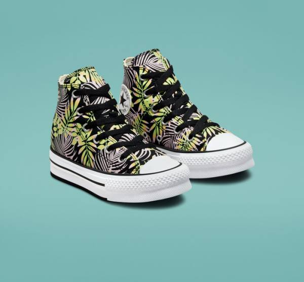 Zapatillas Altas Converse Chuck Taylor All Star Lift Plataforma Bright Plants Tenis Negras Rosas Verde Claro | CV-975NDR