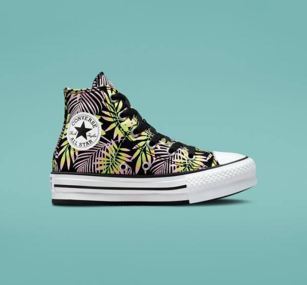 Zapatillas Altas Converse Chuck Taylor All Star Lift Plataforma Bright Plants Tenis Negras Rosas Verde Claro | CV-975NDR