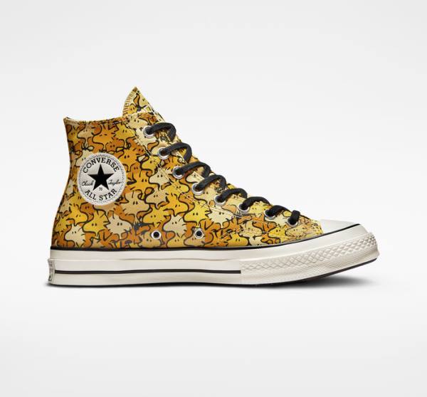 Zapatillas Altas Converse Peanuts Chuck 70 Tenis Amarillo Doradas | CV-537REK