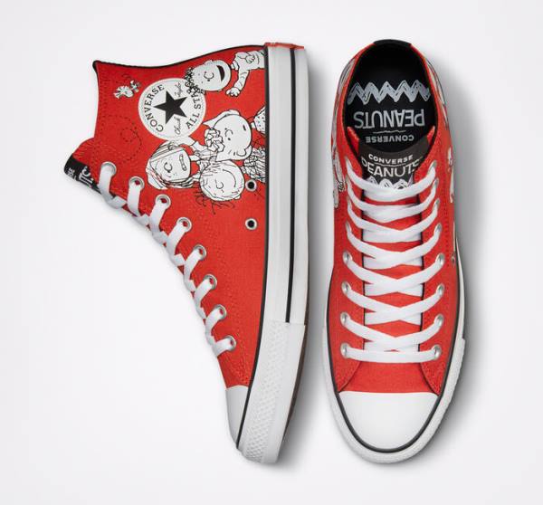 Zapatillas Altas Converse Peanuts Chuck Taylor All Star Tenis Rojas Negras Blancas | CV-678BFQ