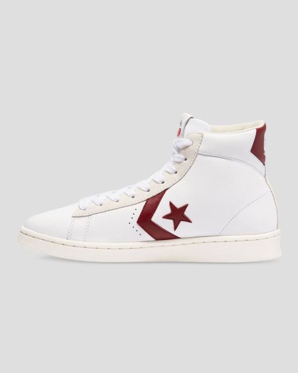 Zapatillas Altas Converse Pro Cuero Italy Tenis Blancas Rojas | CV-836LJE