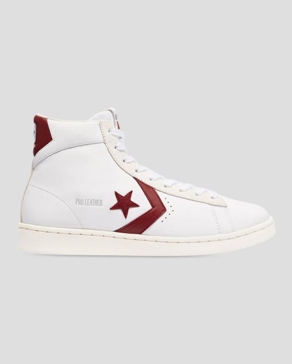 Zapatillas Altas Converse Pro Cuero Italy Tenis Blancas Rojas | CV-836LJE