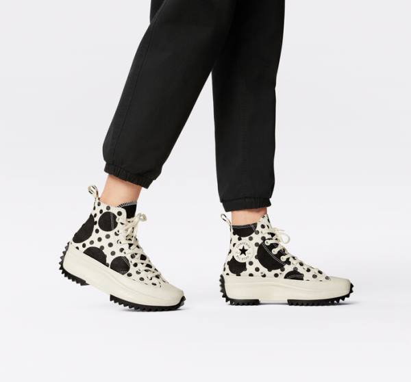 Zapatillas Altas Converse Run Star Hike Plataforma Polka Dots Tenis Negras | CV-529PVB