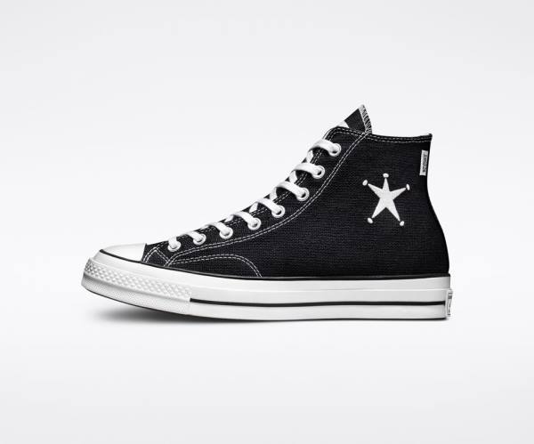 Zapatillas Altas Converse Stussy Chuck 70 Tenis Negras Blancas | CV-435ILT