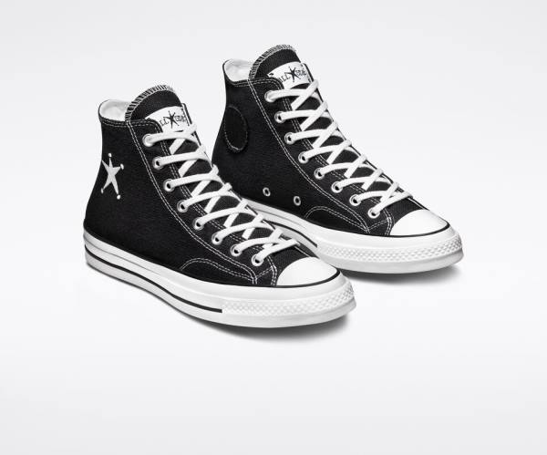 Zapatillas Altas Converse Stussy Chuck 70 Tenis Negras Blancas | CV-435ILT