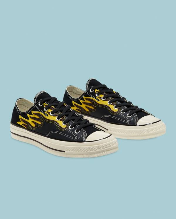 Zapatillas Bajas Converse Chuck 70 Archive Flame Overlay Tenis Negras | CV-201RTP