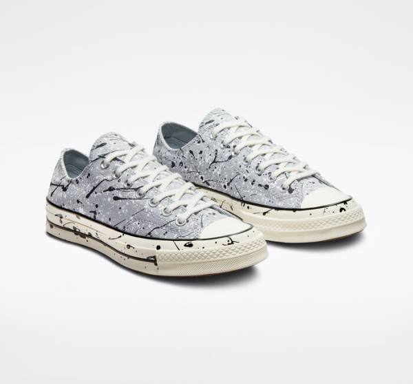 Zapatillas Bajas Converse Chuck 70 Archive Paint Splatter Tenis Gris Negras Blancas | CV-253SVW