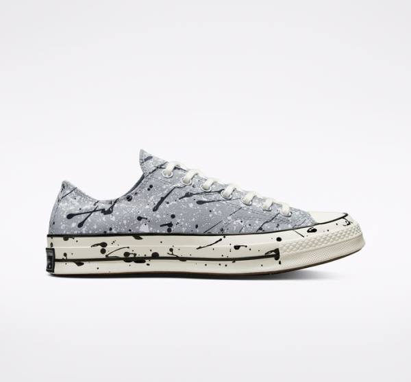 Zapatillas Bajas Converse Chuck 70 Archive Paint Splatter Tenis Gris Negras Blancas | CV-253SVW