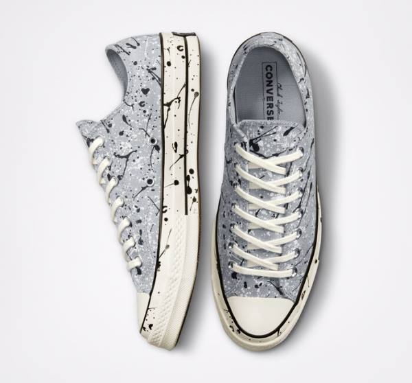 Zapatillas Bajas Converse Chuck 70 Archive Paint Splatter Tenis Gris Negras Blancas | CV-270ZJQ