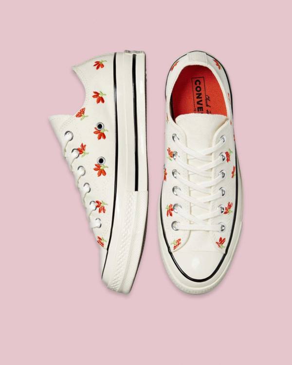 Zapatillas Bajas Converse Chuck 70 Embroidered Garden Party Tenis Beige | CV-459PXM