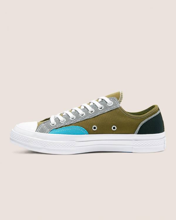 Zapatillas Bajas Converse Chuck 70 Patchwork Tenis Verde Oliva Azules | CV-541FIK