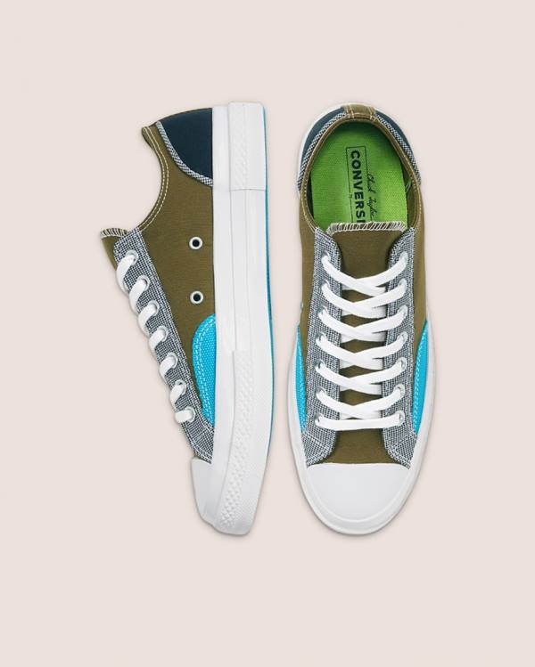 Zapatillas Bajas Converse Chuck 70 Patchwork Tenis Verde Oliva Azules | CV-541FIK