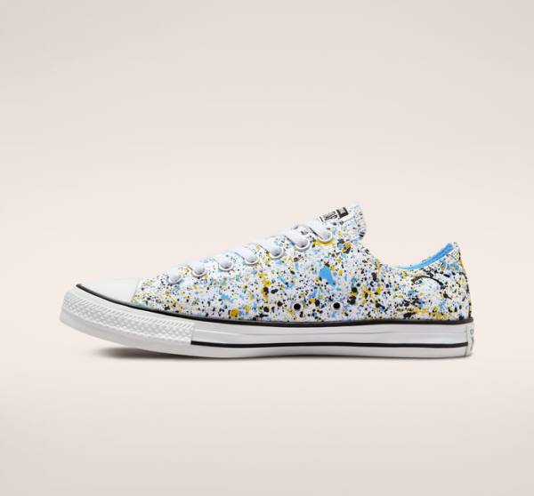 Zapatillas Bajas Converse Chuck Taylor All Star Archive Paint Splatter Tenis Blancas Azules | CV-048QJV