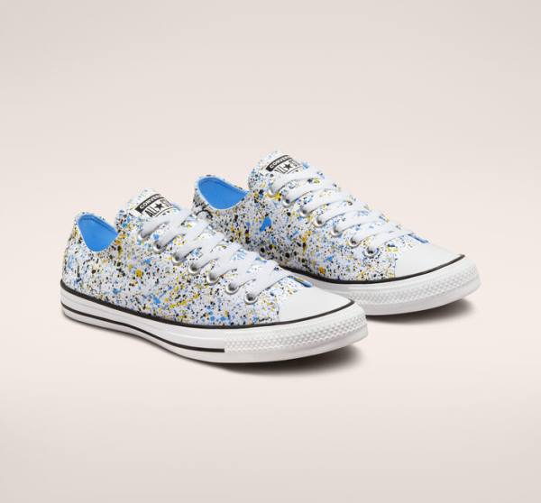 Zapatillas Bajas Converse Chuck Taylor All Star Archive Paint Splatter Tenis Blancas Azules | CV-048QJV