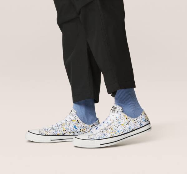 Zapatillas Bajas Converse Chuck Taylor All Star Archive Paint Splatter Tenis Blancas Azules | CV-048QJV