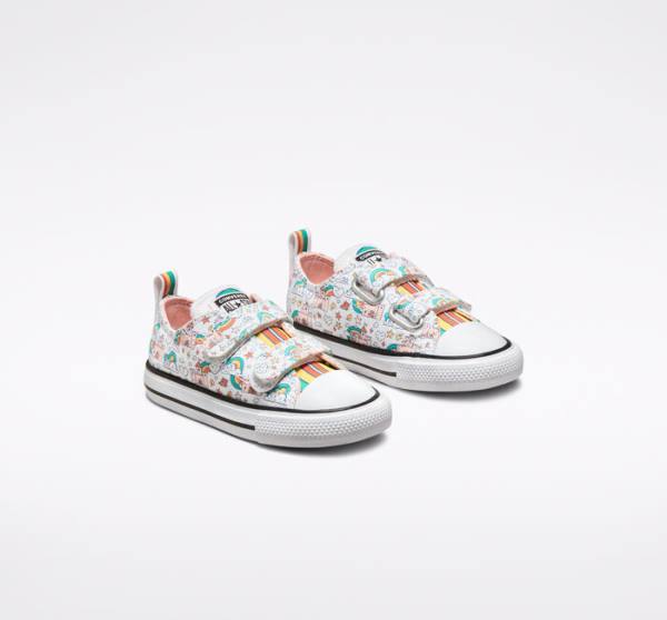 Zapatillas Bajas Converse Chuck Taylor All Star Easy-On Rainbow Castles Tenis Blancas Rosas Turquesa | CV-230BGP