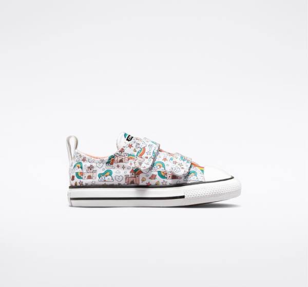 Zapatillas Bajas Converse Chuck Taylor All Star Easy-On Rainbow Castles Tenis Blancas Rosas Turquesa | CV-230BGP