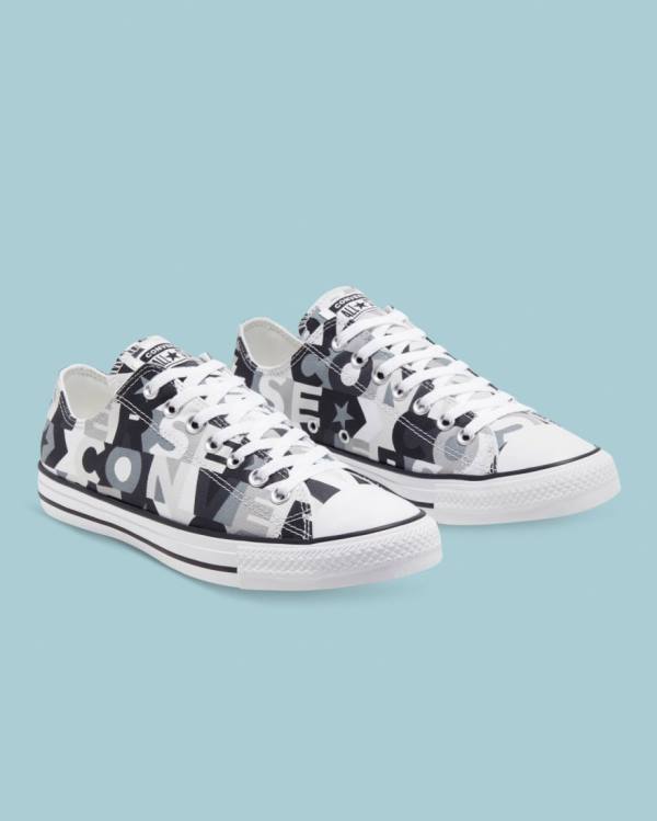 Zapatillas Bajas Converse Chuck Taylor All Star Logo Print Tenis Negras | CV-297EGQ