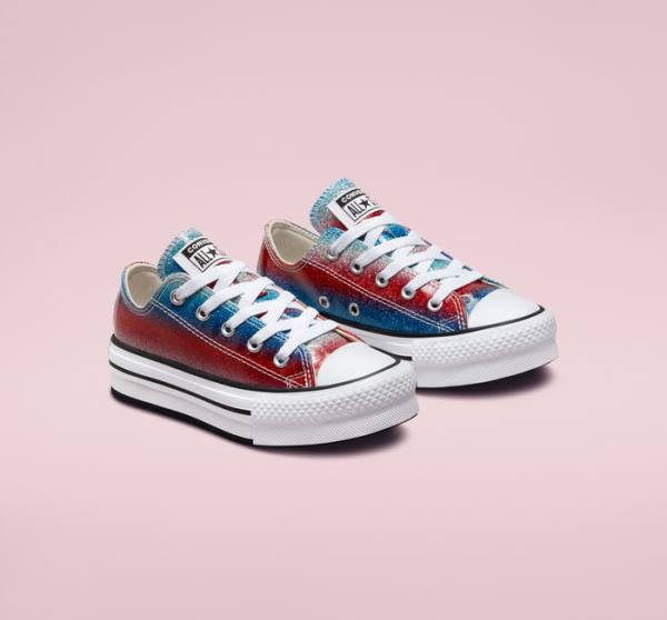 Zapatillas Bajas Converse Chuck Taylor All Star Lift Plataforma Glitter Drip Tenis Azules Blancas Rojas | CV-360REU