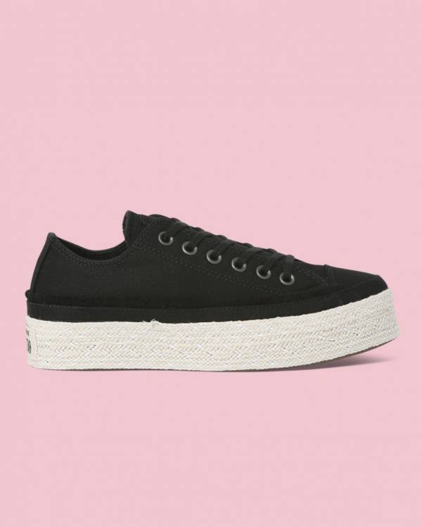 Zapatillas Bajas Converse Chuck Taylor All Star Alpargata Plataforma Tenis Negras | CV-398FAX