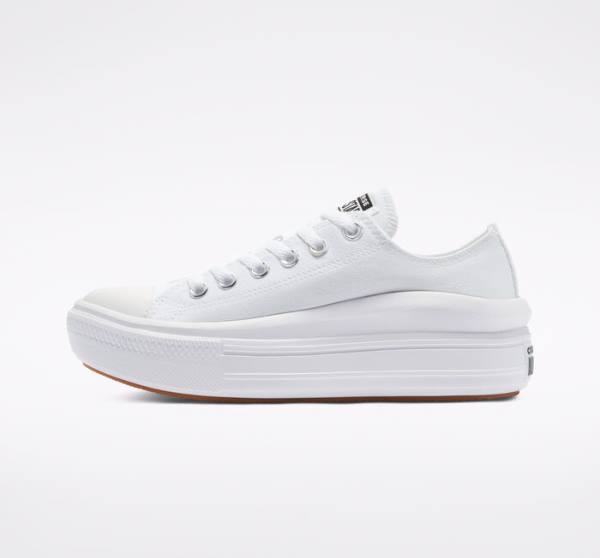 Zapatillas Bajas Converse Chuck Taylor All Star Move Plataforma Tenis Blancas Blancas Blancas | CV-480OUC