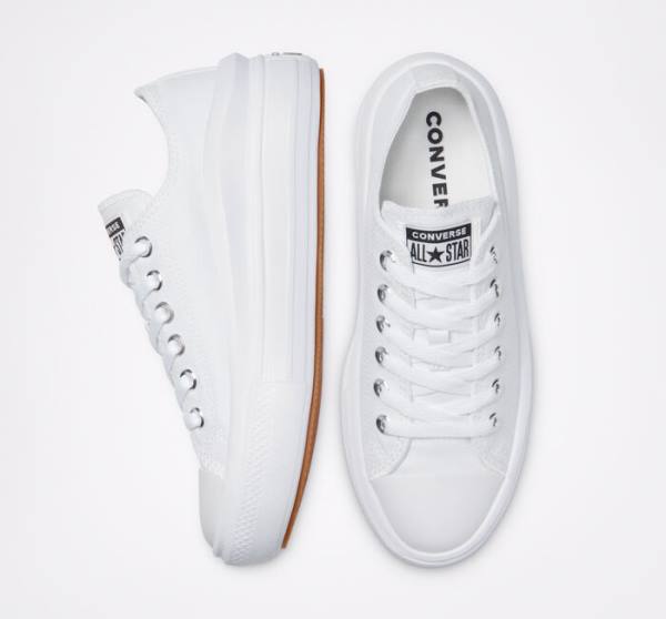 Zapatillas Bajas Converse Chuck Taylor All Star Move Plataforma Tenis Blancas Blancas Blancas | CV-480OUC