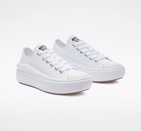 Zapatillas Bajas Converse Chuck Taylor All Star Move Plataforma Tenis Blancas Blancas Blancas | CV-480OUC