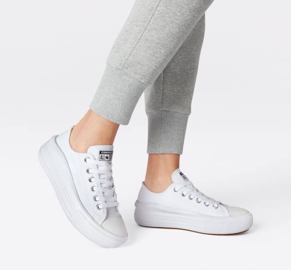 Zapatillas Bajas Converse Chuck Taylor All Star Move Plataforma Tenis Blancas Blancas Blancas | CV-480OUC