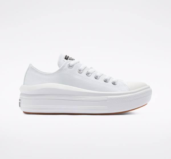 Zapatillas Bajas Converse Chuck Taylor All Star Move Plataforma Tenis Blancas Blancas Blancas | CV-480OUC