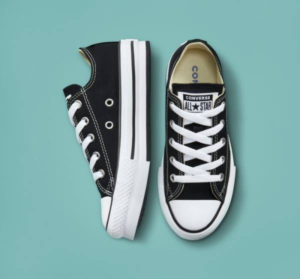 Zapatillas Bajas Converse Chuck Taylor All Star Lift Plataforma Tenis Negras Blancas | CV-489WTB