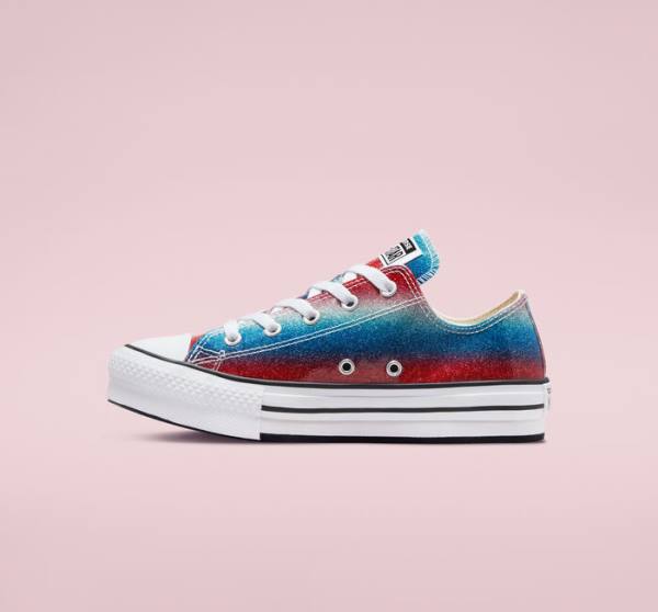 Zapatillas Bajas Converse Chuck Taylor All Star Lift Plataforma Glitter Drip Tenis Azules Blancas Rojas | CV-492WPQ