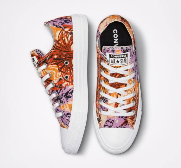 Zapatillas Bajas Converse Chuck Taylor All Star Tropical Florals Tenis Naranjas Negras Blancas | CV-527KPD