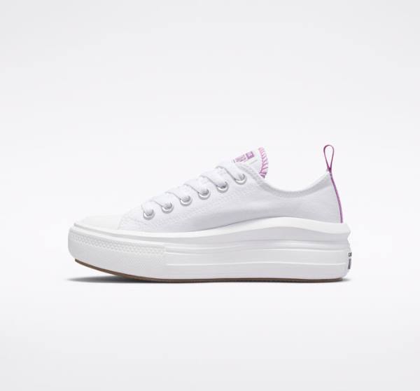 Zapatillas Bajas Converse Chuck Taylor All Star Move Plataforma Tenis Blancas Moradas Blancas | CV-547VRM