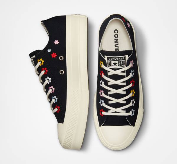 Zapatillas Bajas Converse Chuck Taylor All Star Lift Plataforma Floral Embroidery Tenis Multicolor | CV-619XVC