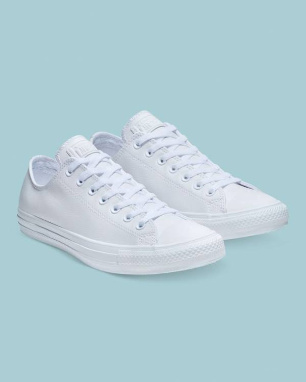 Zapatillas Bajas Converse Chuck Taylor All Star Cuero Tenis Blancas | CV-693YFV