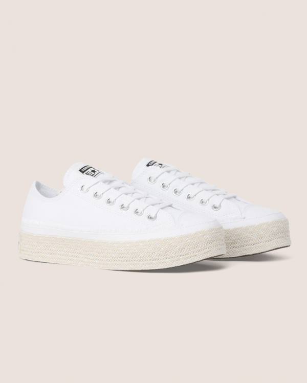 Zapatillas Bajas Converse Chuck Taylor All Star Alpargata Plataforma Tenis Blancas | CV-720CSQ