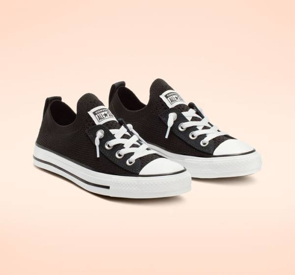 Zapatillas Bajas Converse Chuck Taylor All Star Shoreline Knit Slip Tenis Negras Blancas | CV-743WUN