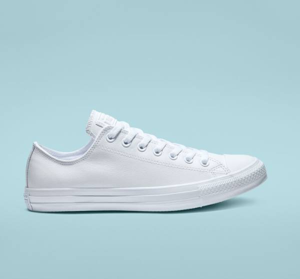 Zapatillas Bajas Converse Chuck Taylor All Star Cuero All White Tenis Blancas | CV-934ETL