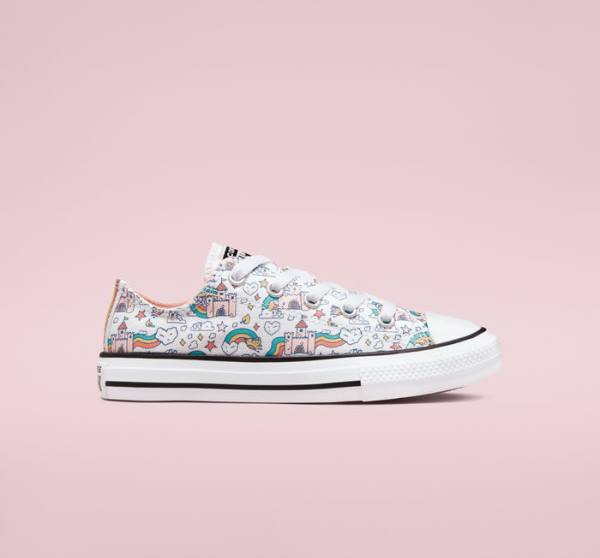 Zapatillas Bajas Converse Chuck Taylor All Star Rainbow Castles Tenis Blancas Rosas Turquesa | CV-958EKR