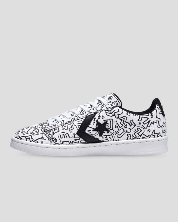 Zapatillas Bajas Converse Keith Haring Pro Cuero Tenis Blancas Negras Rojas | CV-651NJH