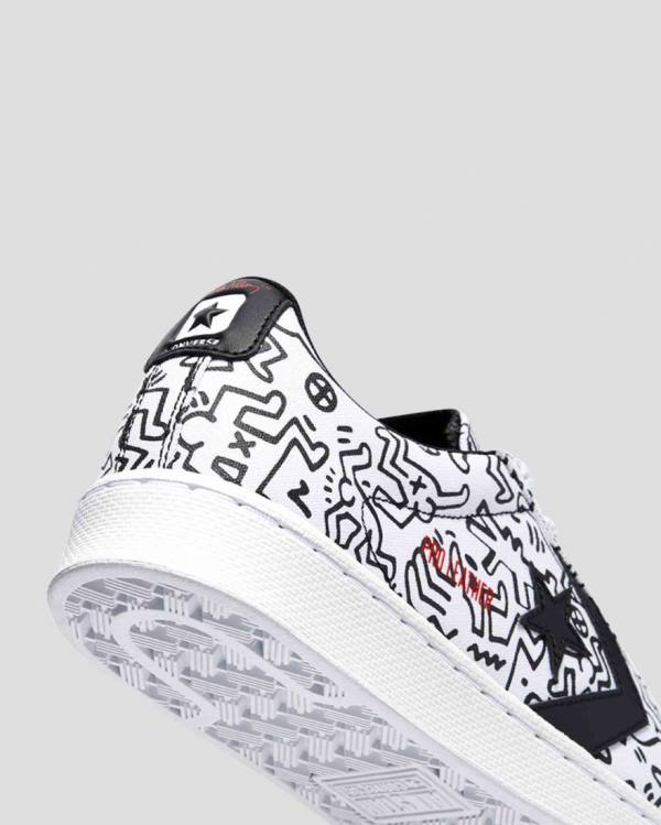 Zapatillas Bajas Converse Keith Haring Pro Cuero Tenis Blancas Negras Rojas | CV-651NJH