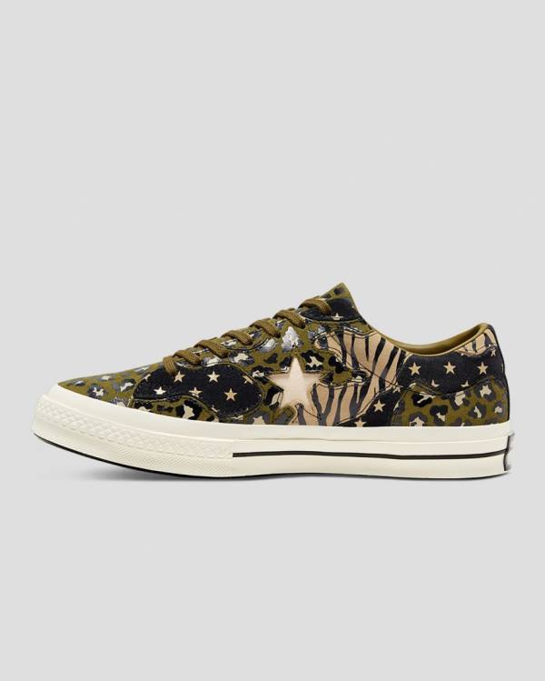 Zapatillas Bajas Converse One Star Archive Print Mix Tenis Verde Oliva Leopardo | CV-172ARJ