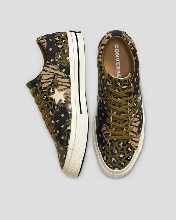 Zapatillas Bajas Converse One Star Archive Print Mix Tenis Verde Oliva Leopardo | CV-172ARJ